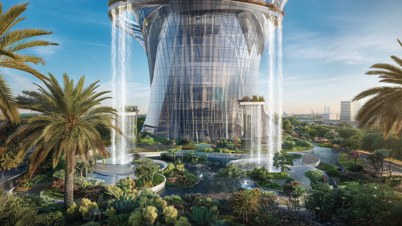 Tour à cascades futuriste à Dubaï  des plans ambitieux   Innovationsfr