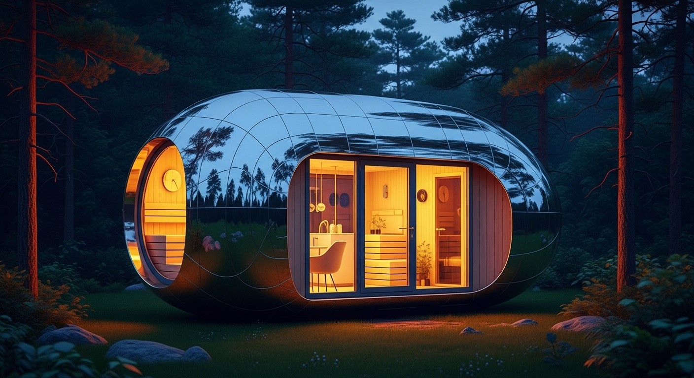 Pebl Grand  Tiny House Miroir avec Sauna   Innovationsfr